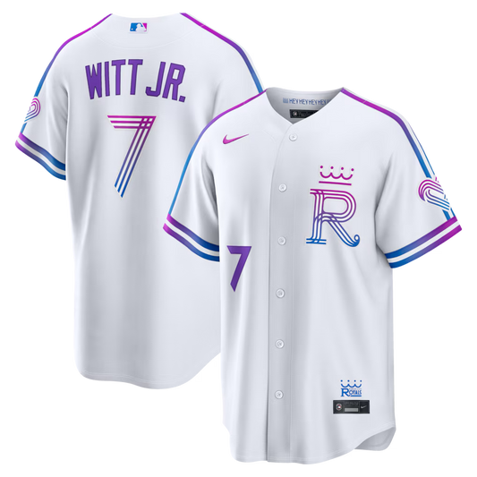 Men's Kansas City Royals #7 Bobby Witt Jr. White 2026 City Connect Stitched Jersey