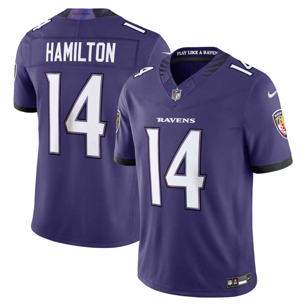 Men's Baltimore Ravens #14 Kyle Hamilton 2026 Nike Vapor F.U.S.E. Sewn Down Limited Jersey