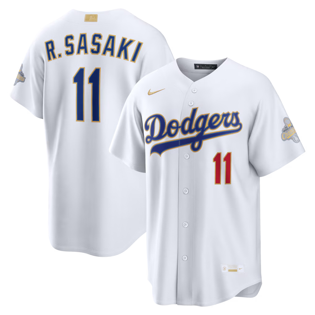Men's Los Angeles #11 Dodgers Roki Sasaki Nike White 2026 Gold Collection Stadium Jersey