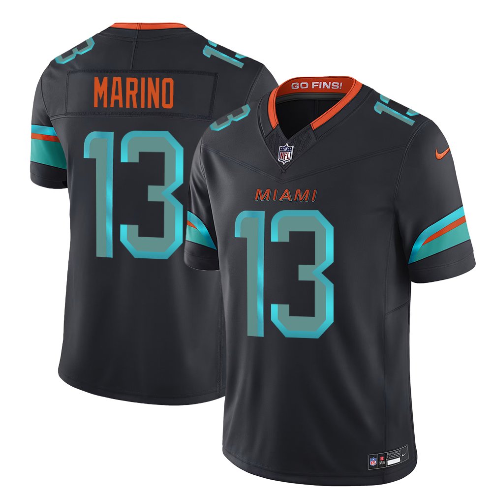 Men's Miami Dolphins #13 Dan Marino Pitch Blue Rivalries Collection F.U.S.E. Vapor Limited Stitched Jersey