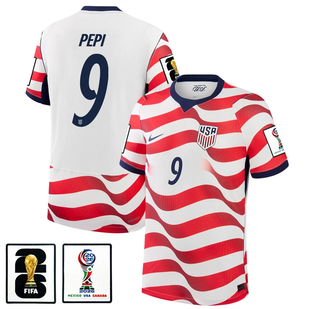 Men's Ricardo Pepi USMNT 26/27 Patch Authentic Soccer Jersey FIFA World Cup 2026